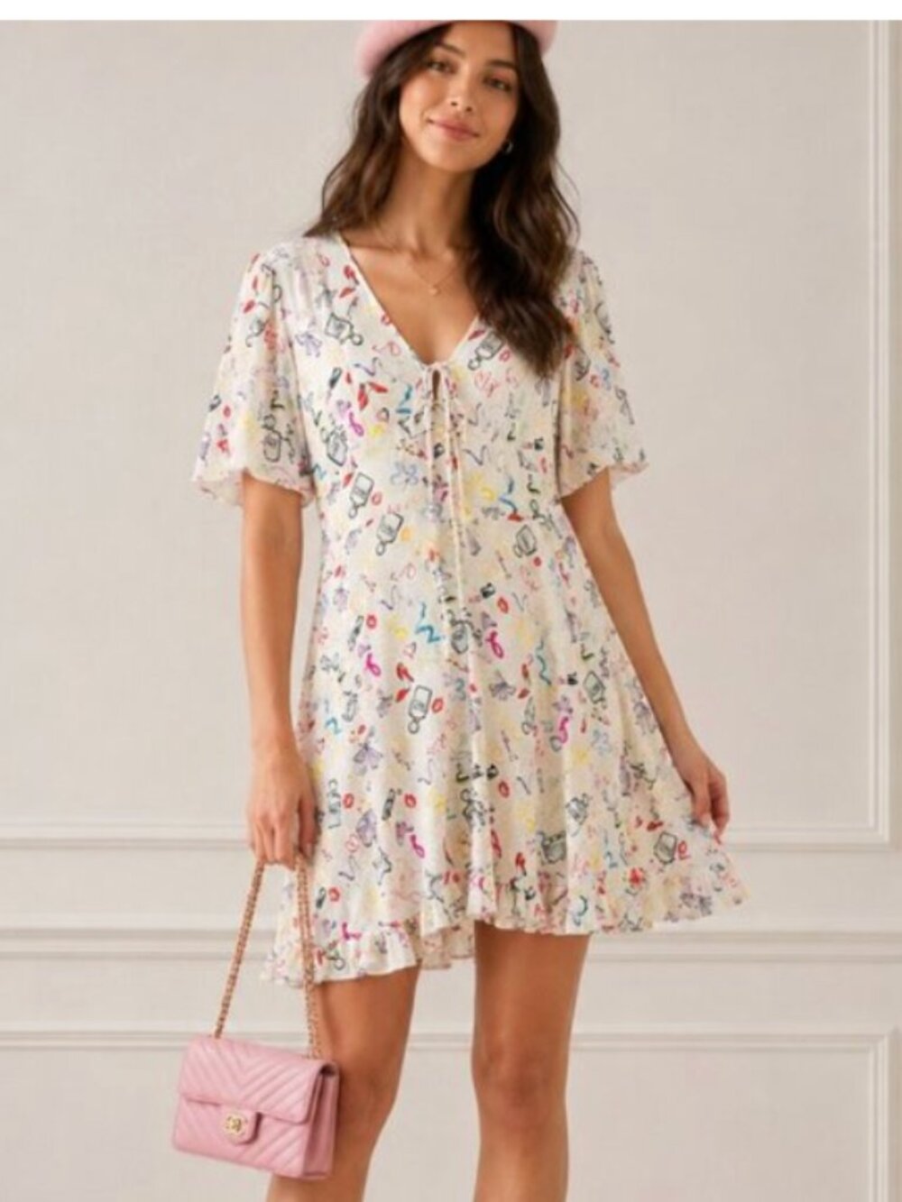 NWOT MAJE RAMAKE PRINTED LIPSTICK DRESS MEDIUM